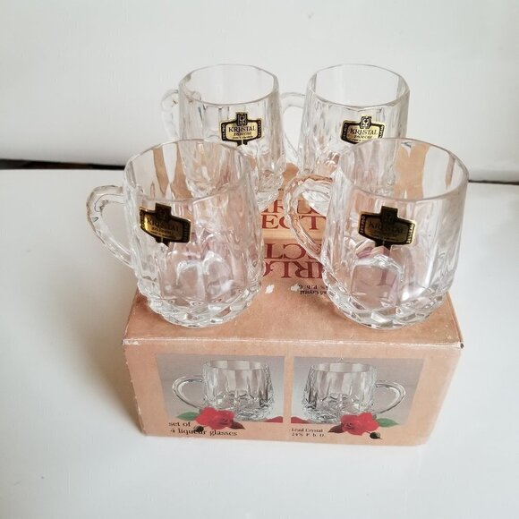 Crystal Liqueur Glasses Heirloom Collection with Finger Handle Lot of 4 Vintage - Picture 1 of 10